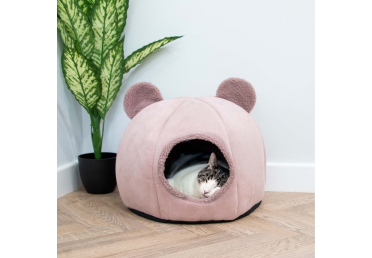 Teddy Bear Ear Cave Bed (Rose)