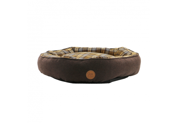 Brown And Blue Tartan Donut Bed 70cm