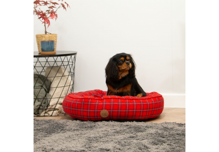 Red Tartan Donut Bed 70cm
