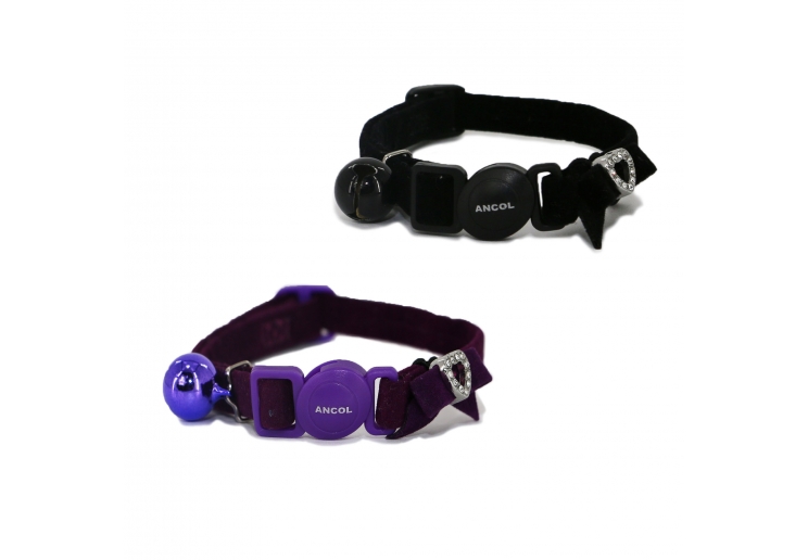 Velvet Heart Cat Collar Purple