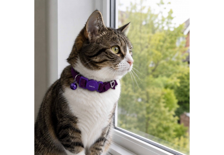 Velvet Heart Cat Collar Purple