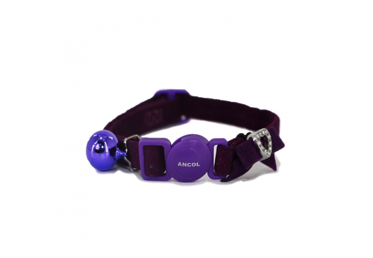 Velvet Heart Cat Collar Purple
