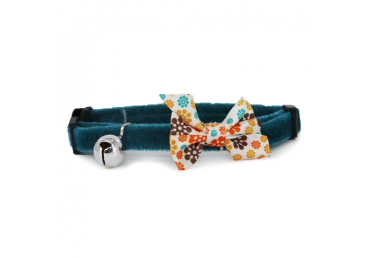 Vintage Bow Safety Cat Collar Teal