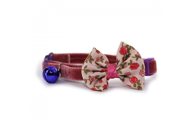 Vintage Bow Safety Cat Collar Pink