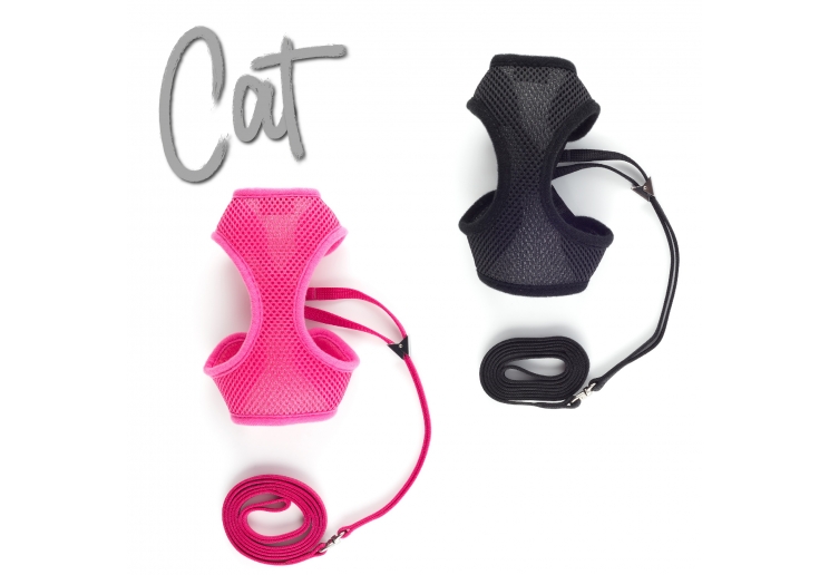 Soft Cat Harness and Lead Black S