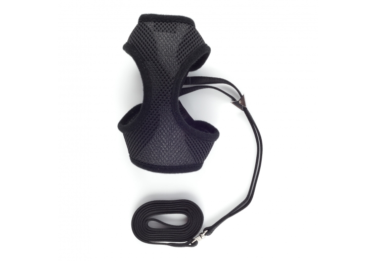 Soft Cat Harness and Lead Black L