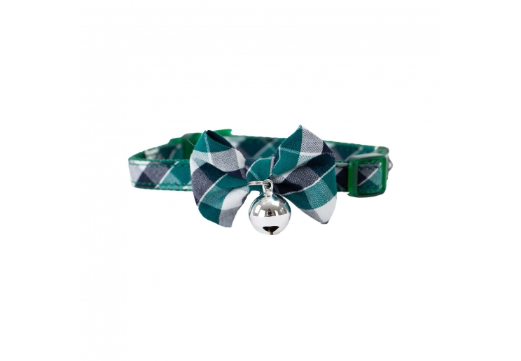 Green Tartan Bow Tie Cat Collar
