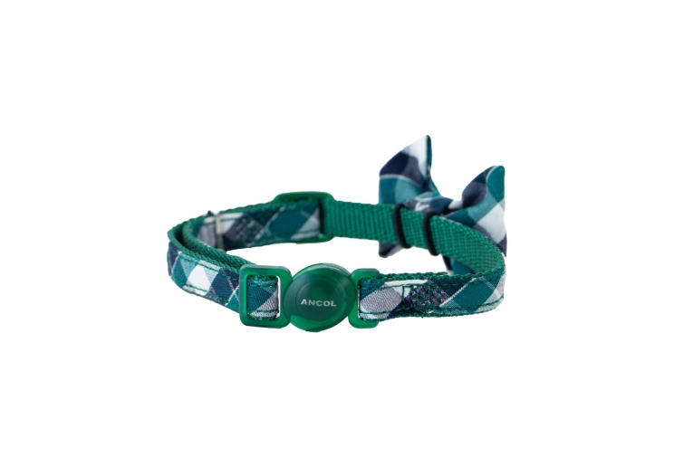 Green Tartan Bow Tie Cat Collar