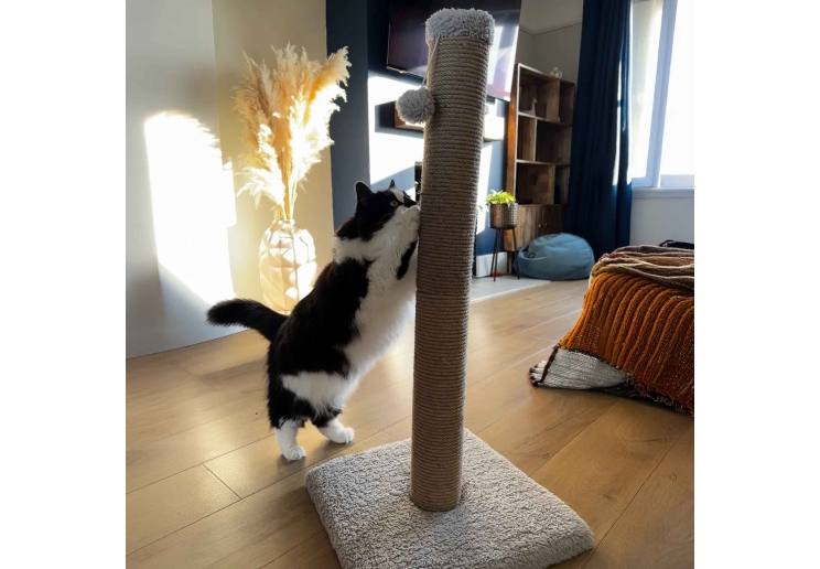 XL 2-part Teddy Fleece Scratch Post (Stone)